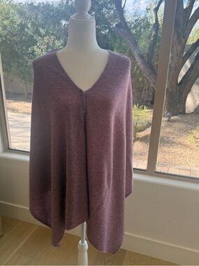 27 Miles Malibu Mauve V-Neck Button Poncho Cardigan